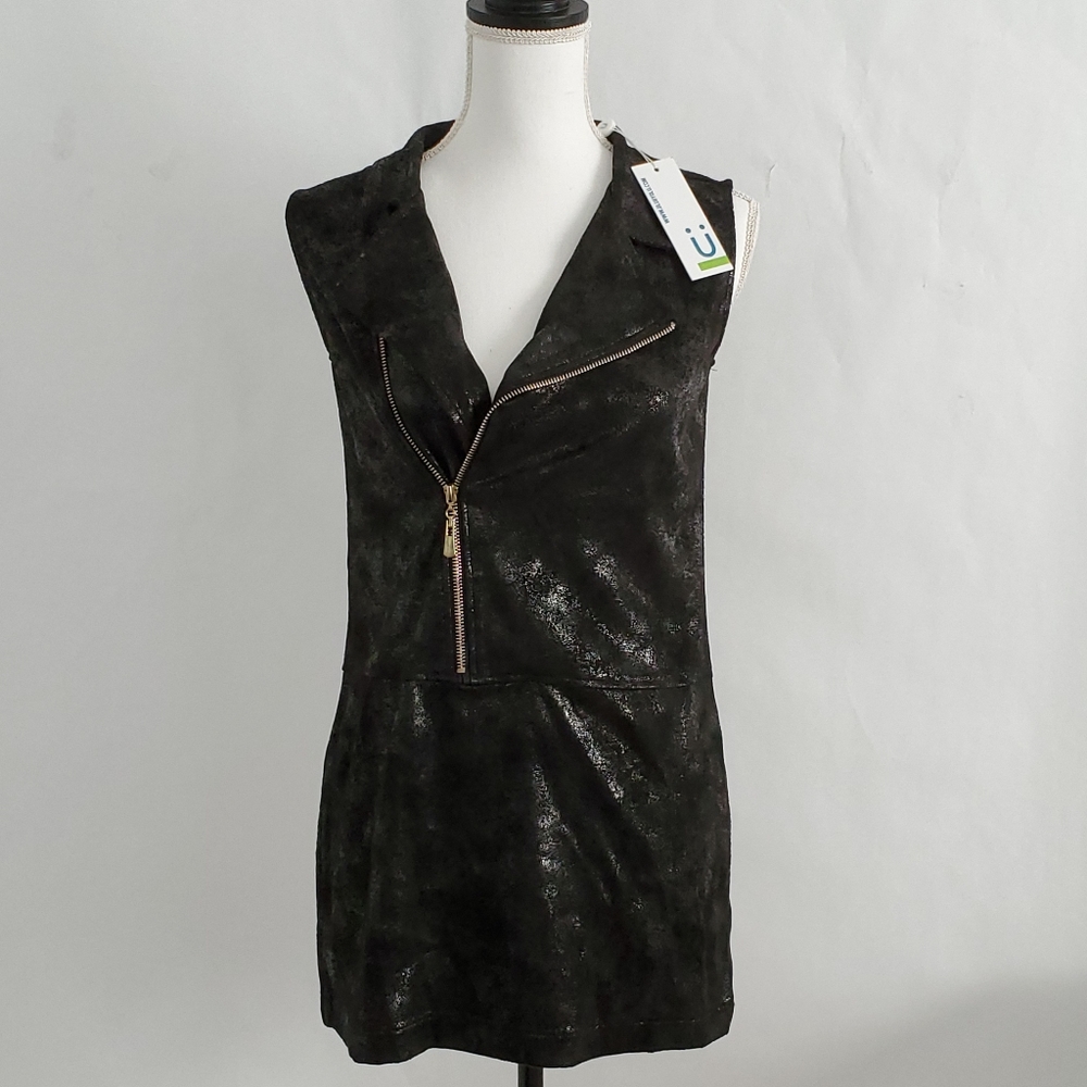 Blu by Blu Girls Black Moto Zip Dress SZ 8 NWT